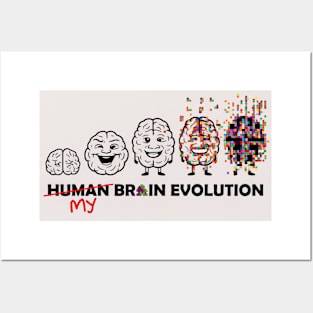 human brain evolution brainrot meme Posters and Art